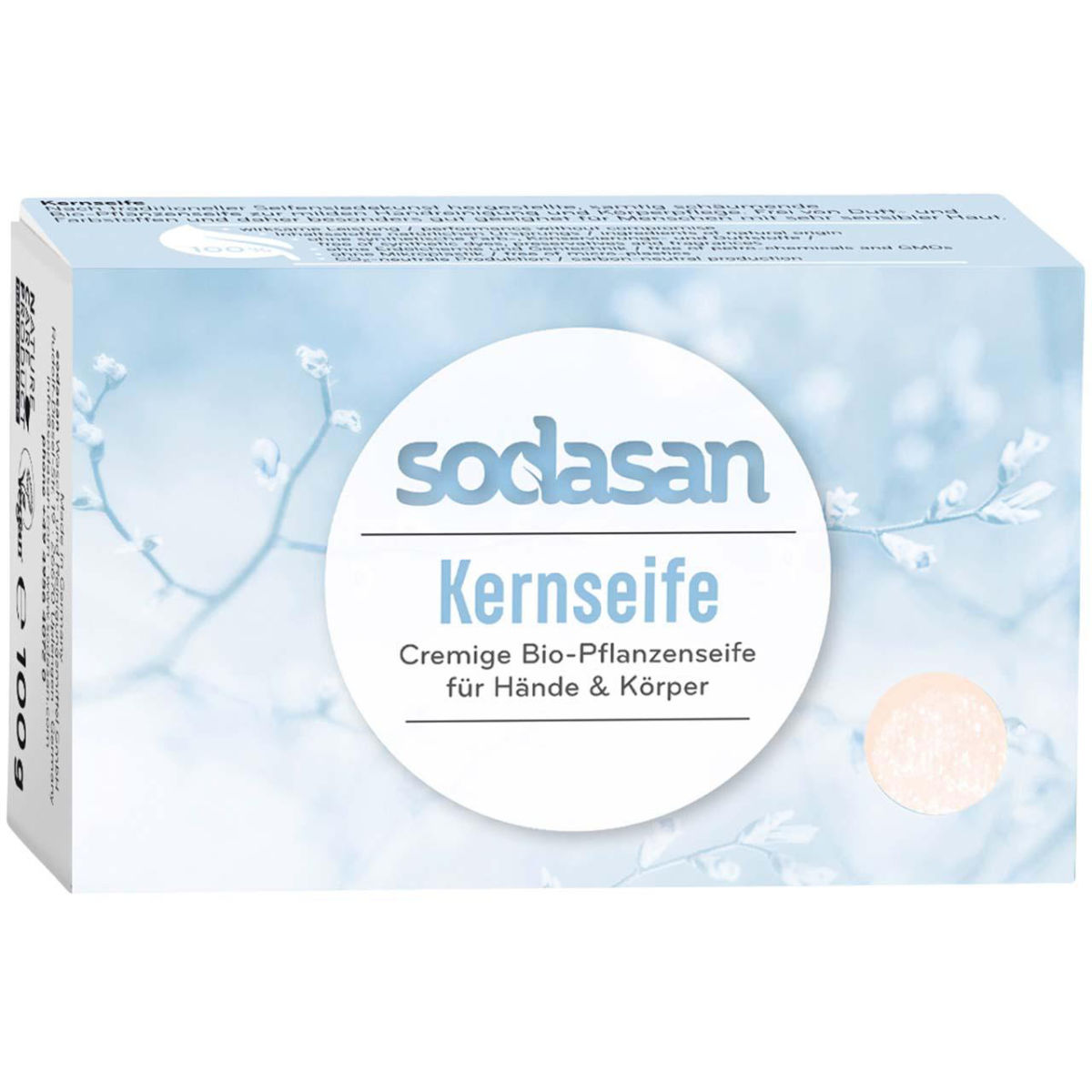 Sodasan Pflanzenölseife 'Cream' Kernseife, 100 g; weiß