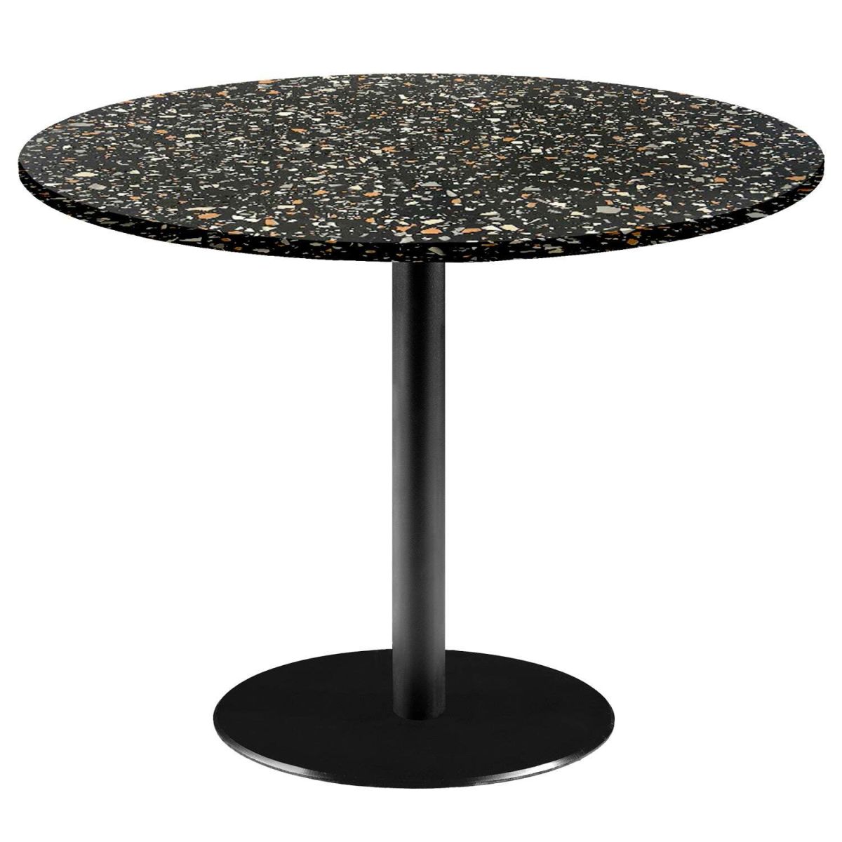 Tavolo Roma XL rotondo - laminato pietra RestooTab; 75x120 cm (HxØ); nero/terazzo; rotonda