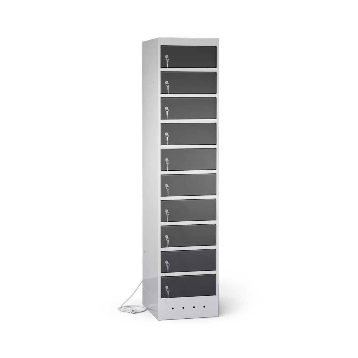 rotstahl Laptopschrank 10 Fächer mit lichtgrauem Korpus 40x180 cm (BxH); anthrazit