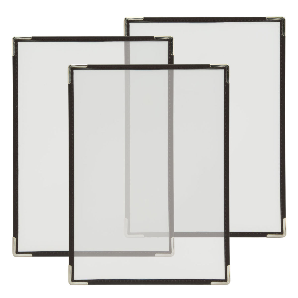 Set di 3 portamenu A4 Crystal - Trasparente - 2 facciate Securit; 23x31.5 cm (LxH); marrone