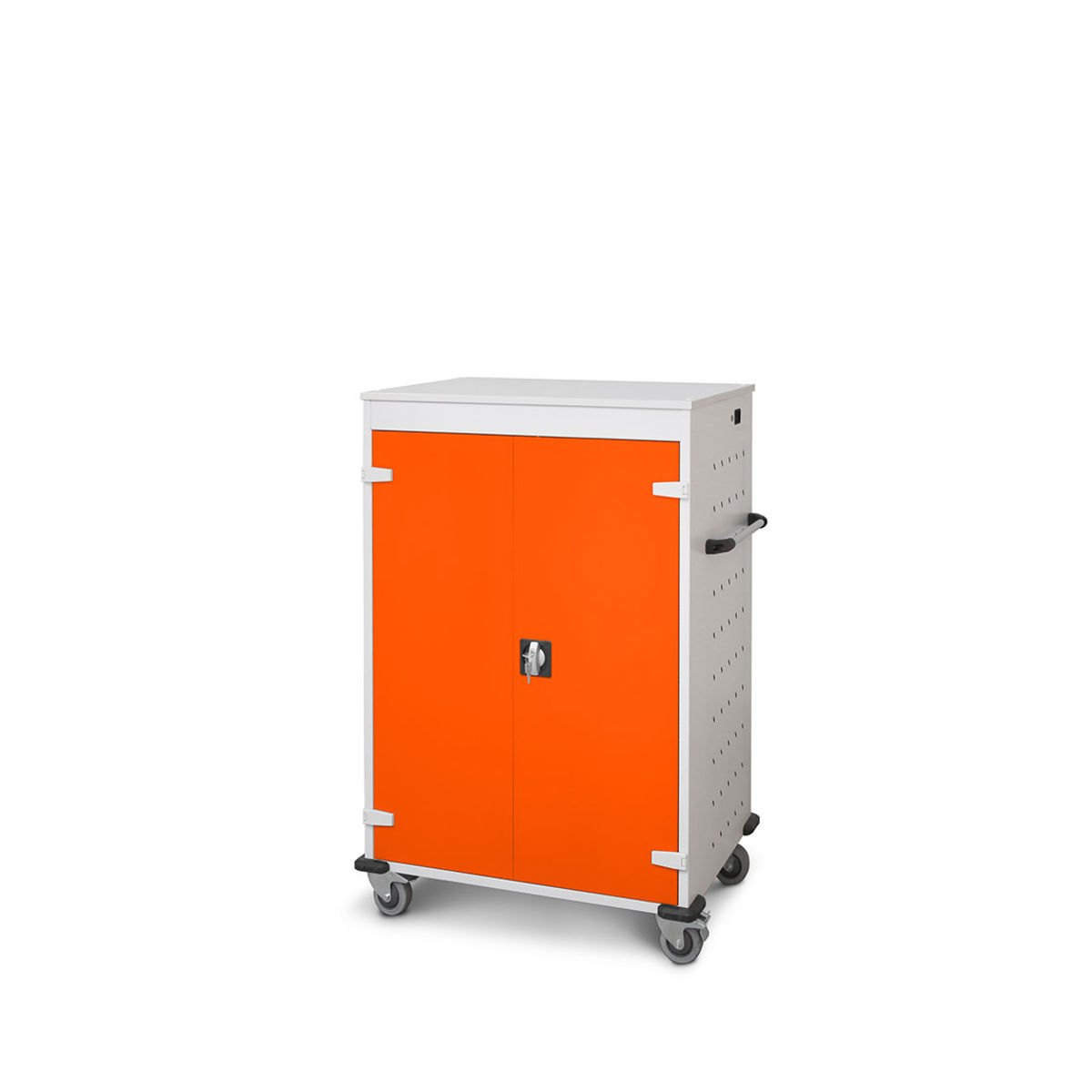 rotstahl Laptopwagen 20 Fächer mit lichtgrauem Korpus 92x125 cm (BxH); orange