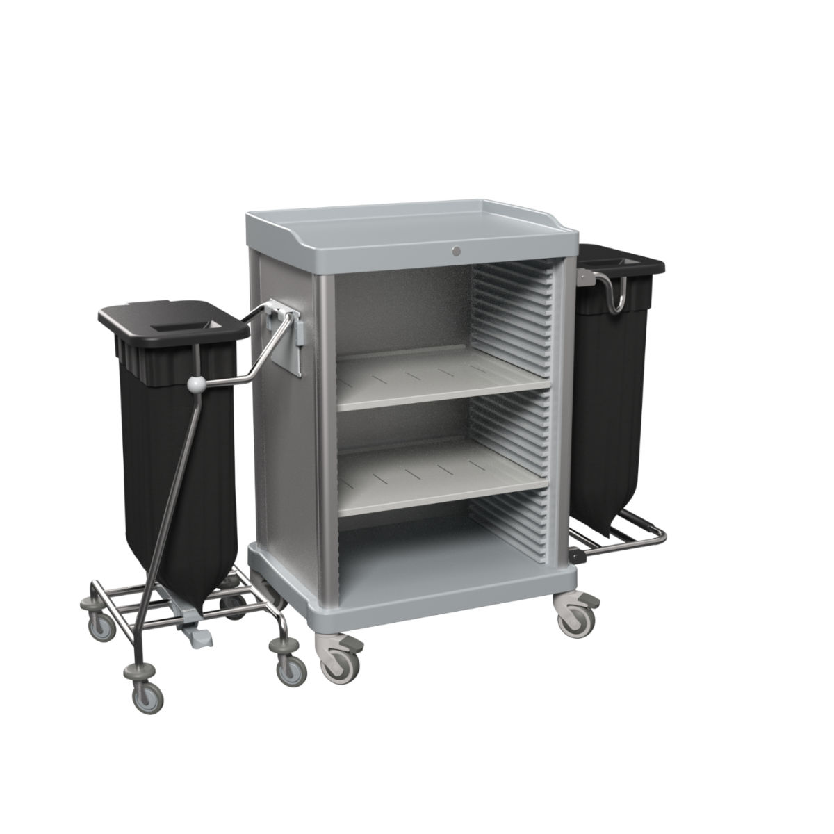 QUATRO Praktischer Housekeepingwagen mit separatem Wäschesammler V7 Grau 153x110 cm (BxH); grau