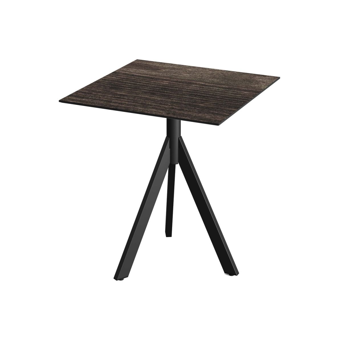 Feros Infinity Tripod Terrassentisch frame + HPL 70x70 cm 70x70x74 cm (LxBxH); schwarz/dunkelbraun; quadratisch