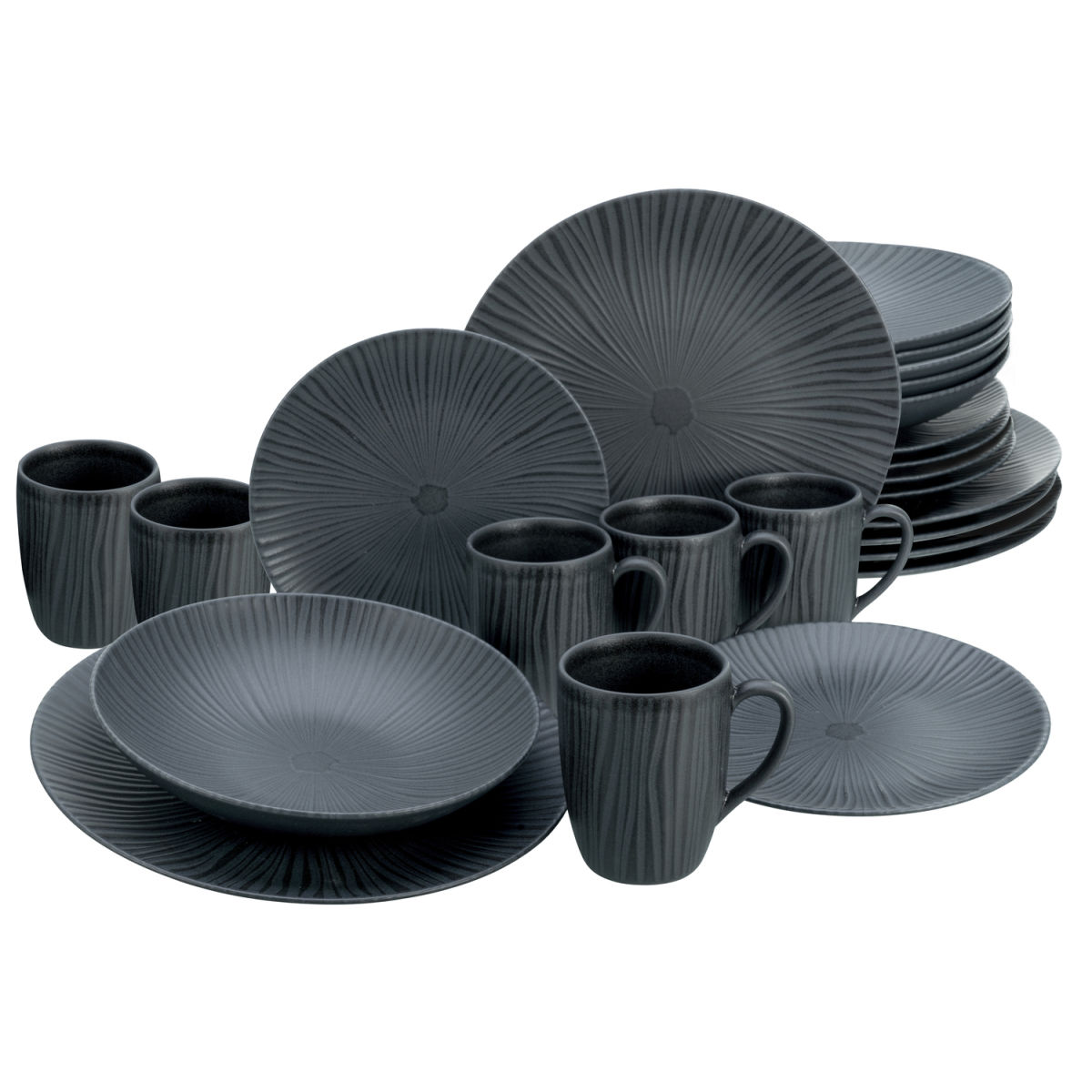 Vesuvio Black - Servizio combinato 24 pezzi CreaTable; nero