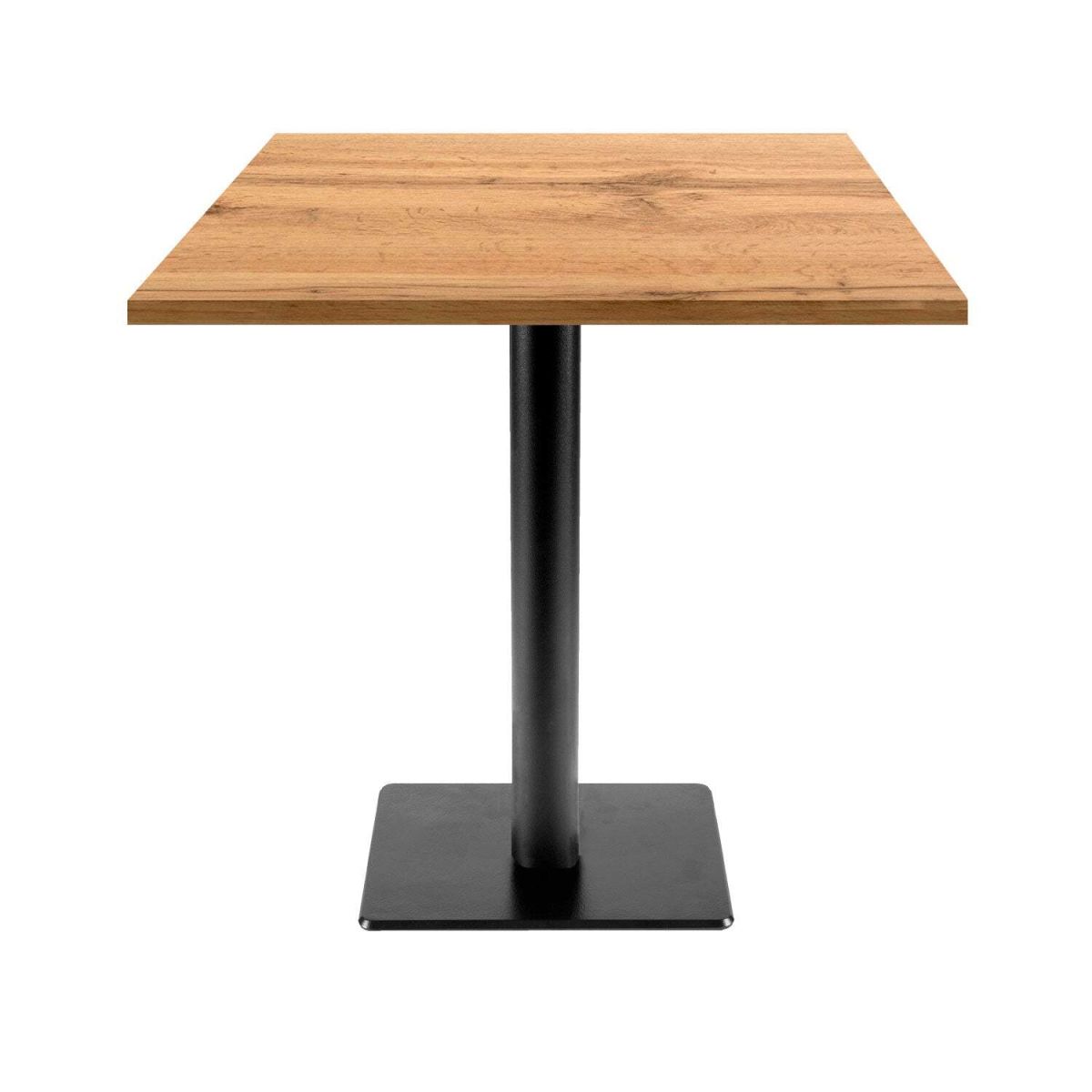 RestooTab Tisch Milan T quadratisch - Dekor Holz 70x70x75 cm (LxBxH); Platte eiche, Gestell schwarz; quadratisch