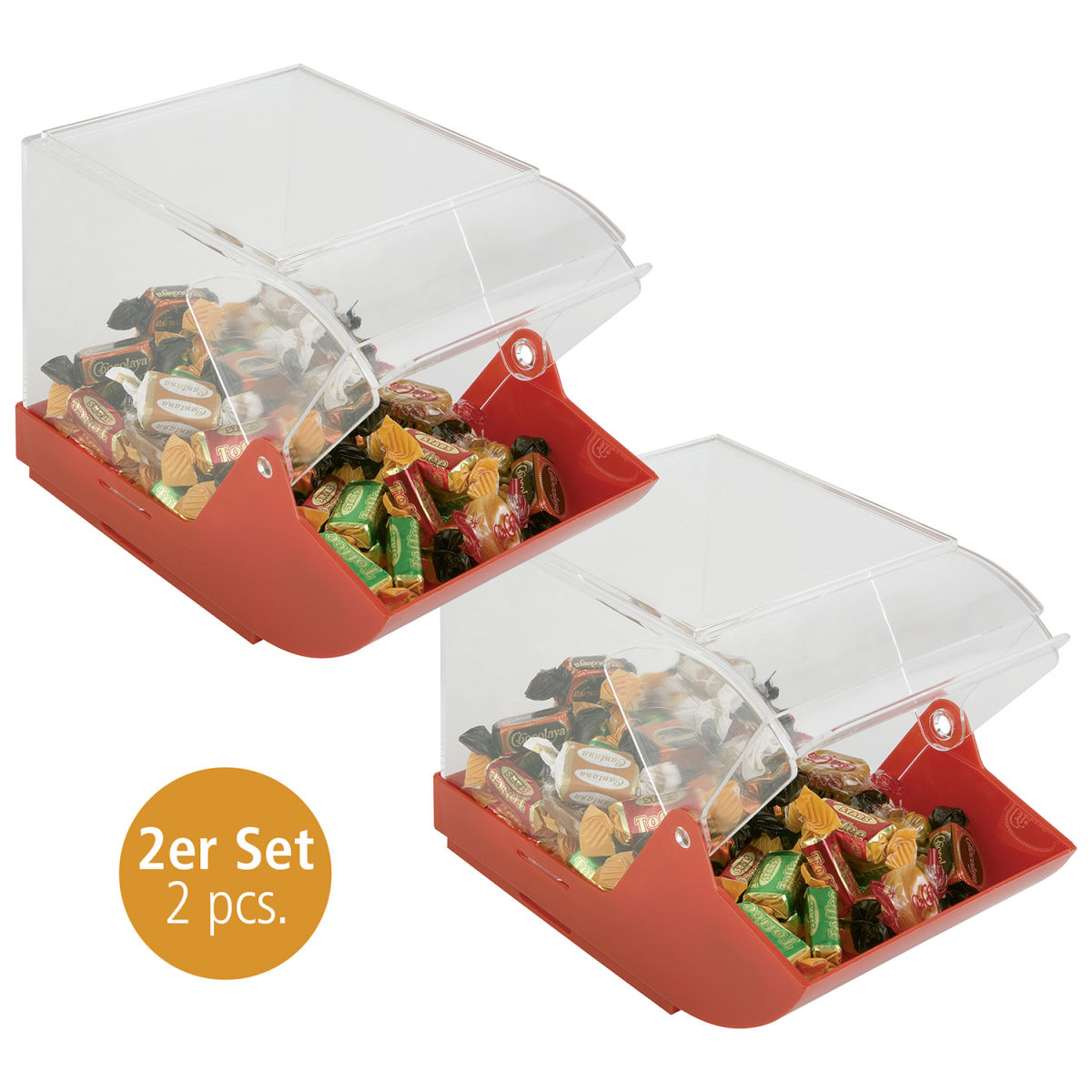 APS Universalbox, mit Öffnungsklappe; 4000 ml, 23x14x15.5 cm (LxBxH); rot/transparent; 2 Stück / Pack
