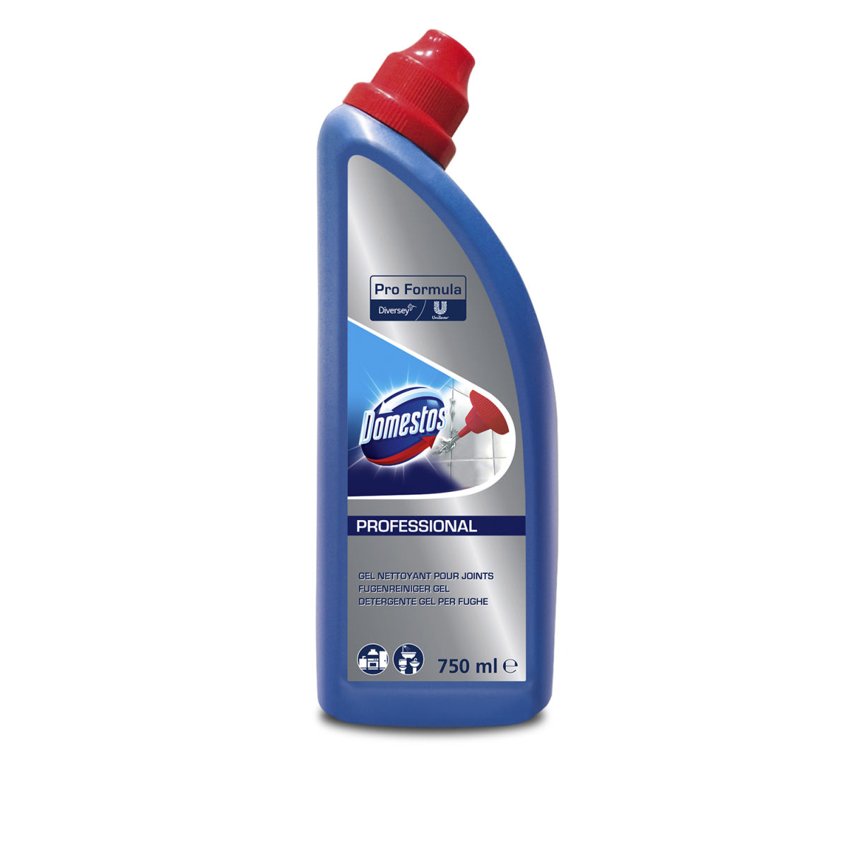 Diversey DOMESTOS Professional Fugenreiniger, Reinigungsgel, Aktiv-Chlor, gegen tiefsitzenden Schmutz und Schimmel 0.75 l; transparent; 6 Stück / Pack