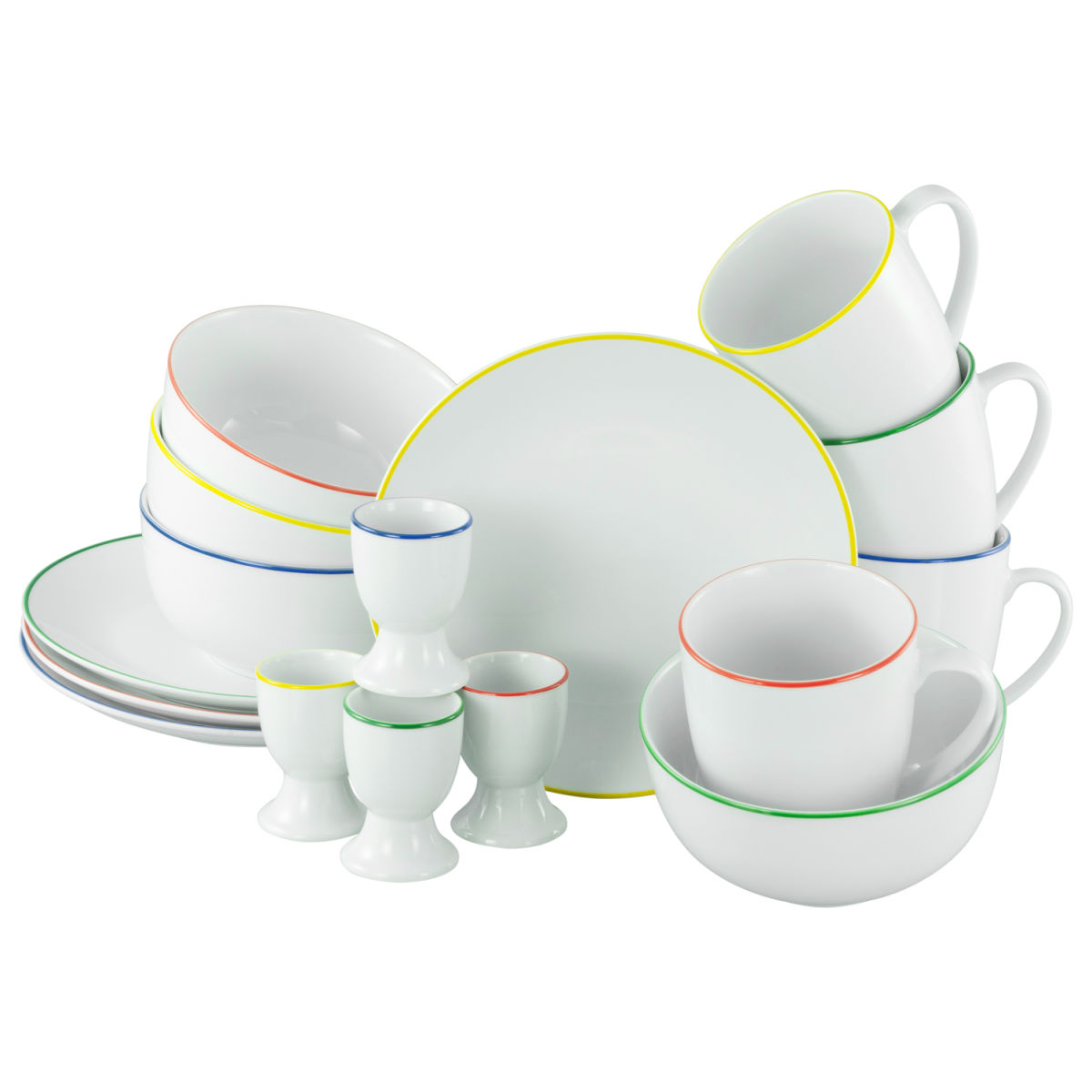 CreaTable Luna Color Line - Frühstücksset 16-tlg weiß