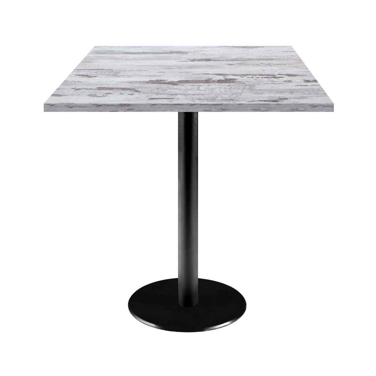 RestooTab Tisch Rome quadratisch - Dekor Holz 70x70x75 cm (LxBxH); Platte eiche/weiß, Gestell schwarz; quadratisch
