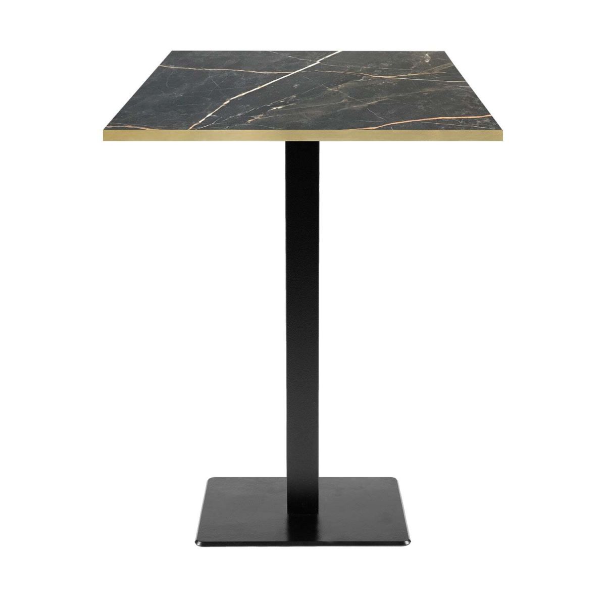 RestooTab Stehtisch Milan quadratisch - Kanten messingfarben 60x60x113 cm (LxBxH); Platte schwarz, Gestell schwarz; quadratisch
