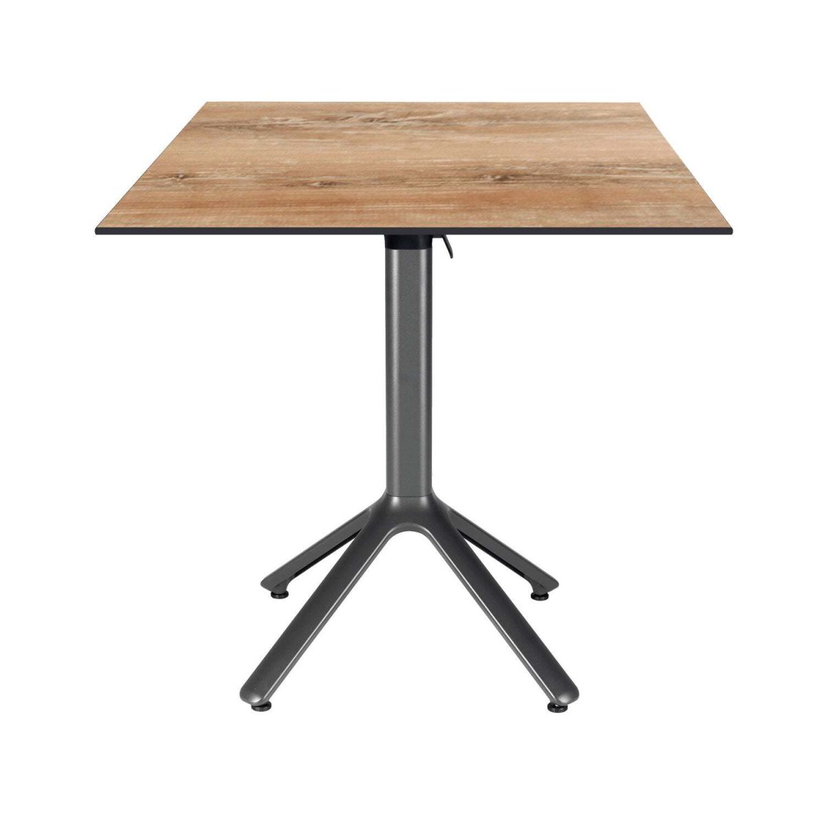 Tavolo pieghevole Nemo da esterno 70x70 RestooTab; 70x70x74 cm (LxLxH); Piano tavolo quercia antica, struttura grigio scuro; quadrata
