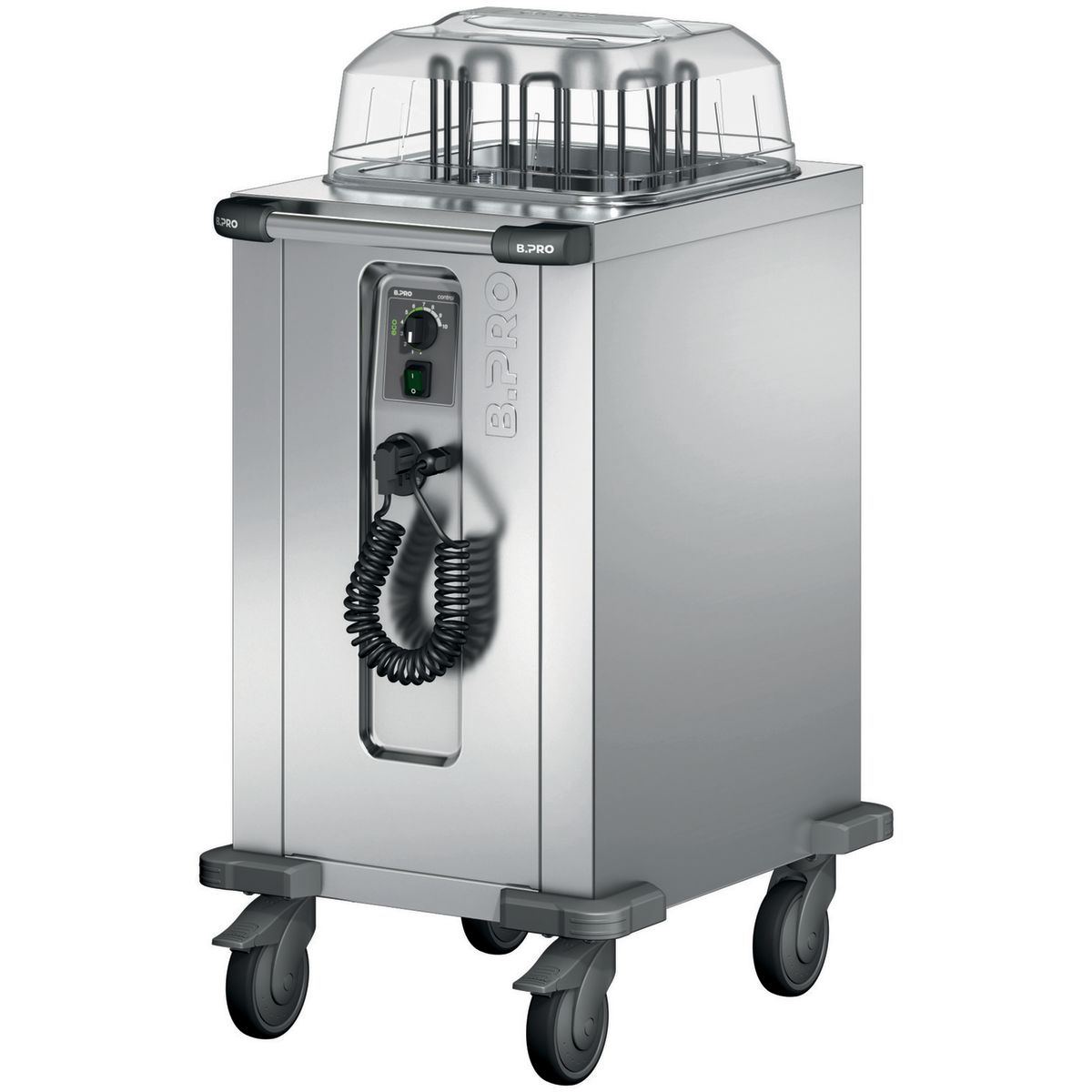 B.PRO 80 Stück Tellerspender, inkl. Abdeckhaube aus PC 68x52x103 cm (LxBxH); grau