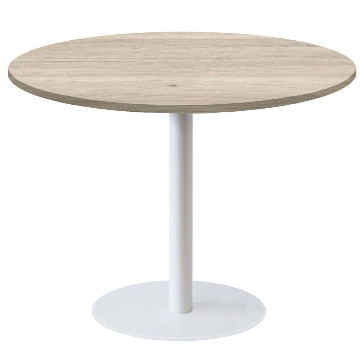 Tavolo Roma XL rotondo base bianco - laminato legno & pietra RestooTab; 75x120 cm (HxØ); betulla/grigio chiaro; rotonda