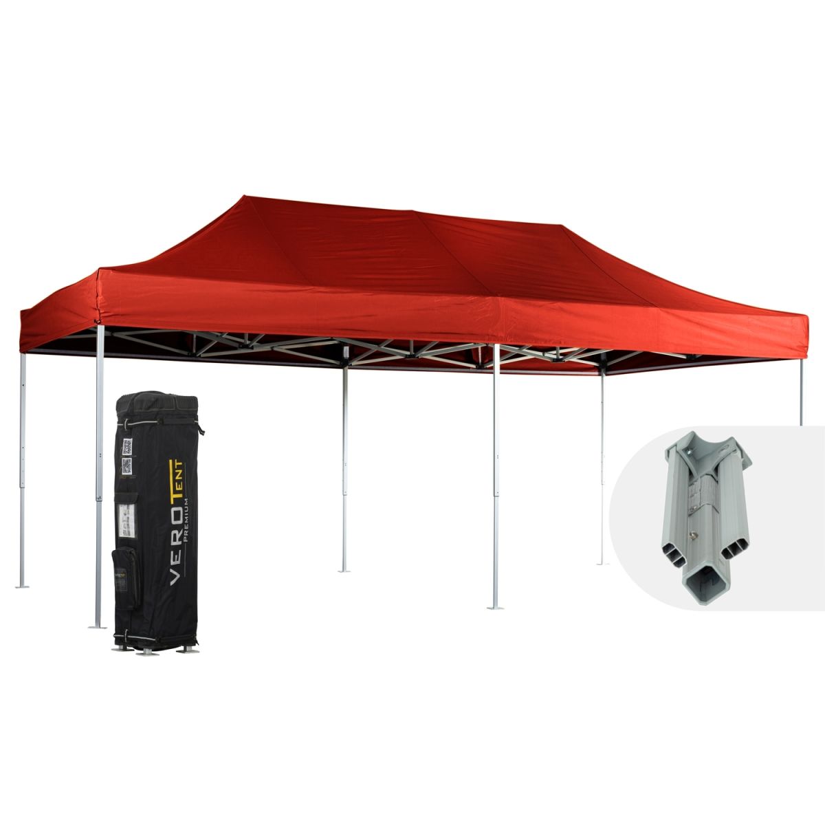 VeroTENT VeroTENT Faltpavillon 4x8m Classic mit Dach 400x800x400 cm (LxBxH); rot