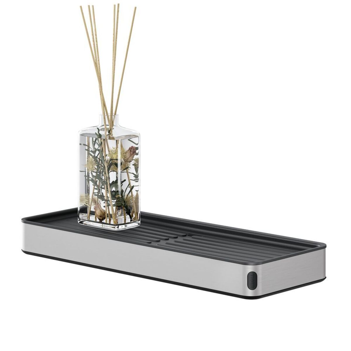 Mensola da bagno Cooper Nero / Acciaio inox spazzolato TIGER; 28x10.5x3.2 cm (LxPxH); nero/argento