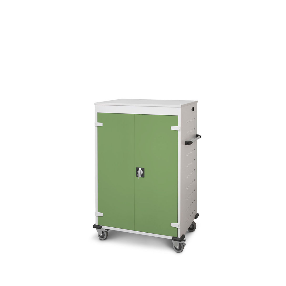 rotstahl Laptopwagen 20 Fächer mit lichtgrauem Korpus 92x125 cm (BxH); hellgrün