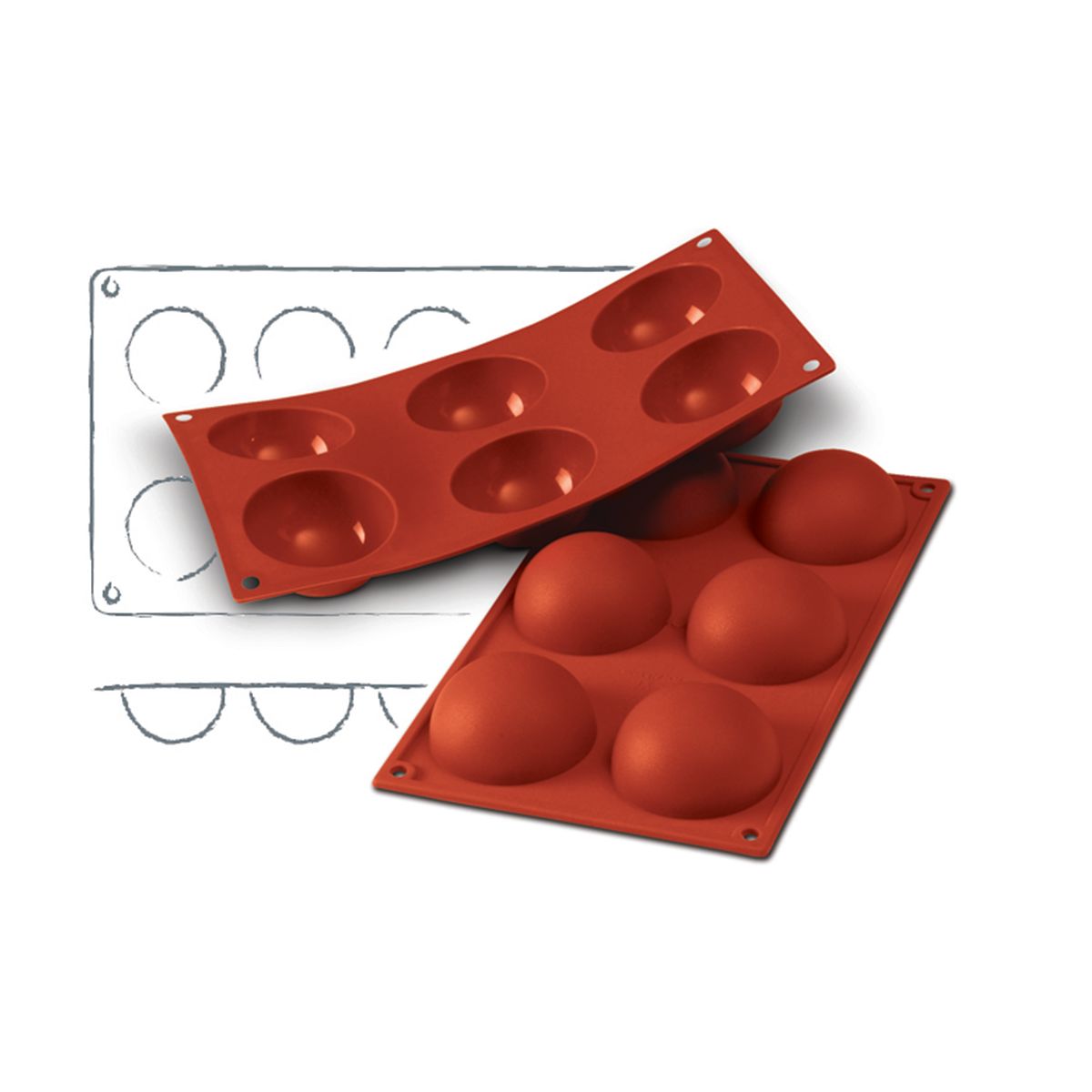 Schneider Silikonbackform 80 ml, 30x17.5x7x3.5 cm (LxBxØxH); rot; rechteckig