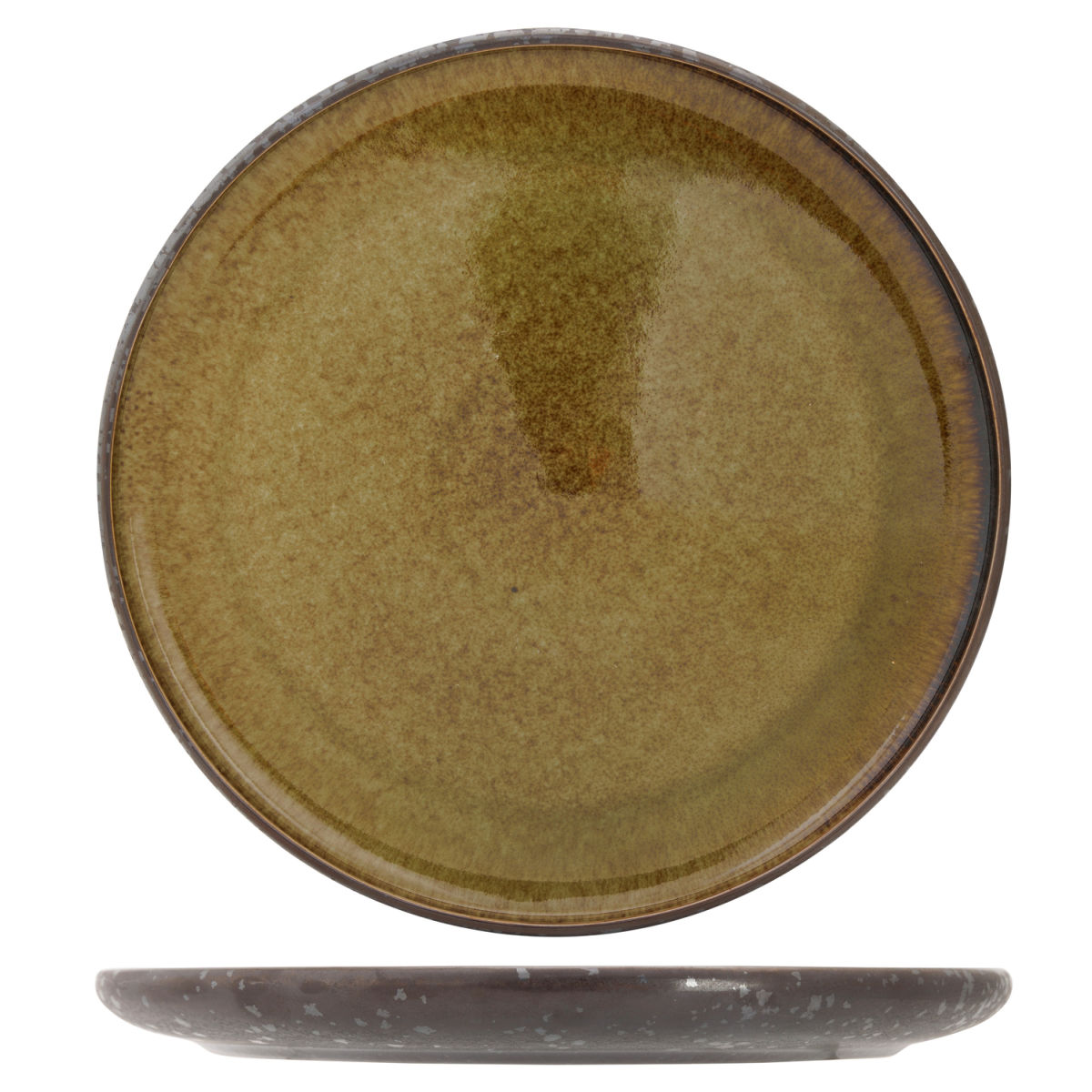 Cosy & Trendy Elements Mineral Dessertteller D20,5Cm 20.6x20.6x20.5x2.1 cm (LxBxØxH); grün/anthrazit; rund; 6 Stück / Pack