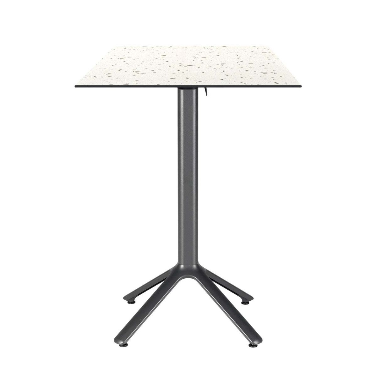 Tavolo alto pieghevole Nemo da esterno 60x60 RestooTab; 60x60x110 cm (LxLxH); Piano tavolo bianco/multicolore/terazzo, struttura grigio scuro; quadrata
