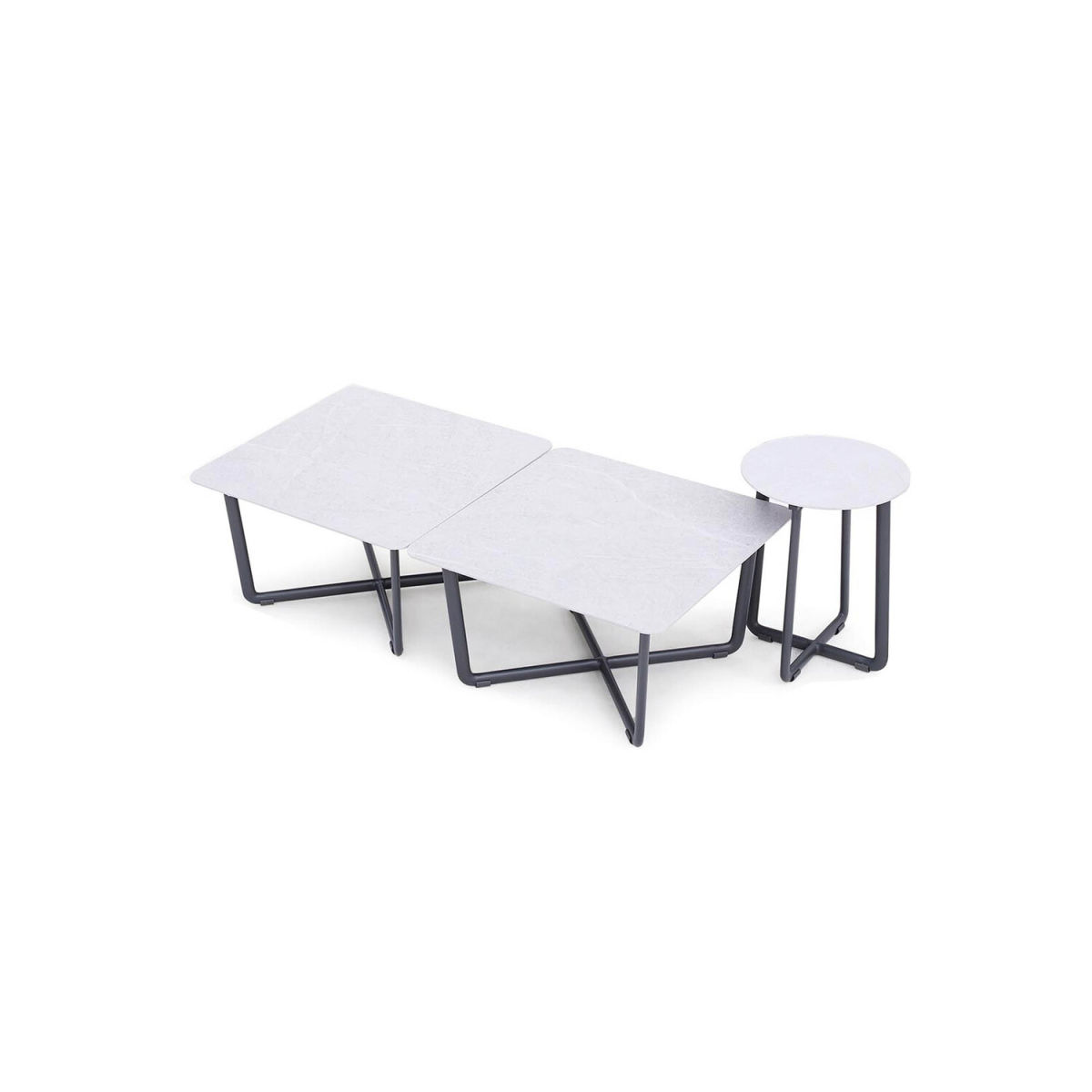 Barths Beistelltisch-Set Fellow 3-tlg. 180 cm (L); anthrazit