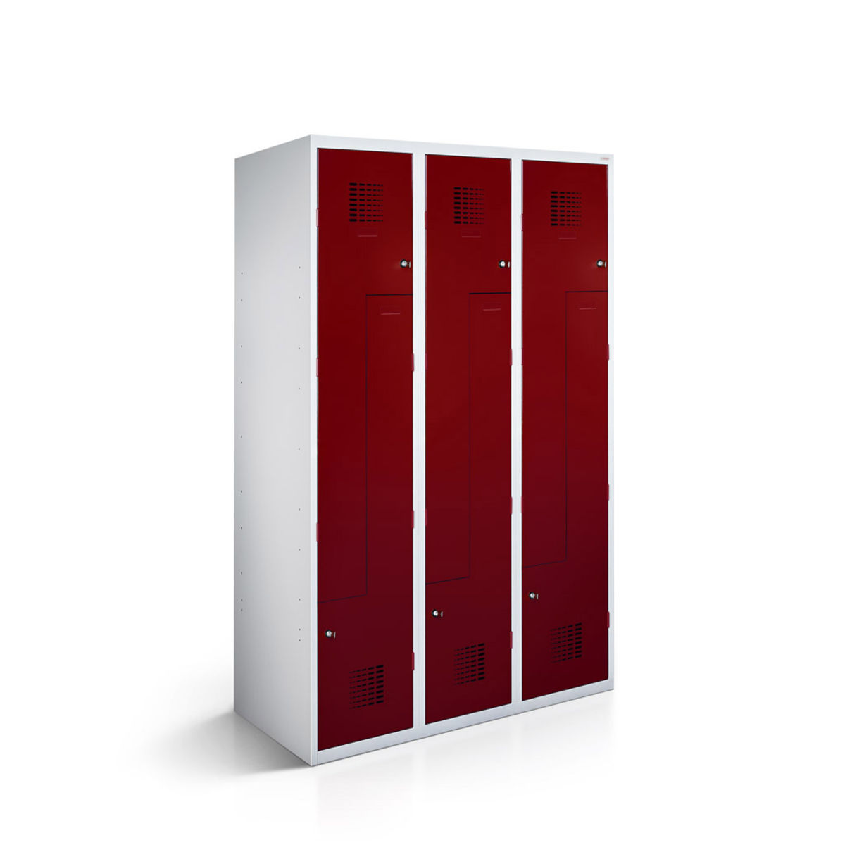 rotstahl Z-Spind 6 Türen mit lichtgrauem Korpus 90x50x180 cm (BxTxH); bordeaux
