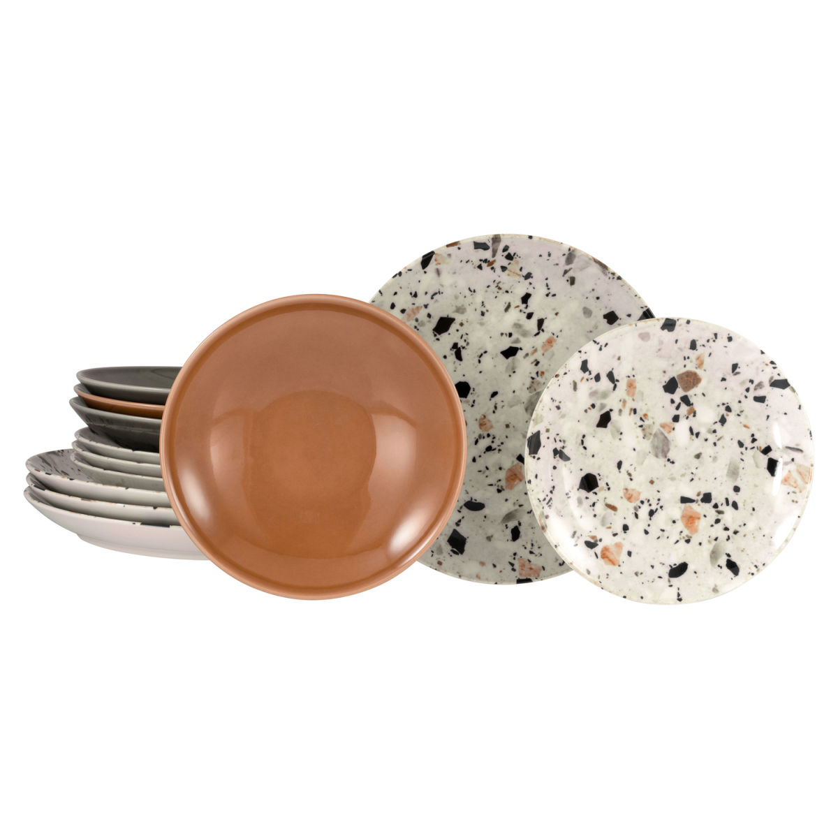 Terrazzo Mix - Set di piatti da 12 pezzi CreaTable; multicolore