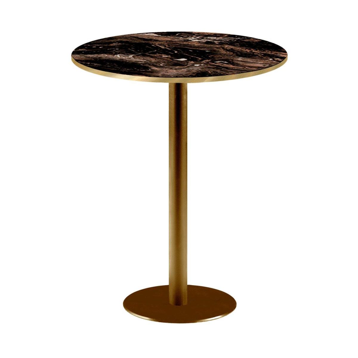 RestooTab Stehtisch Rome rund Gestell goldmetallic - Kanten messingfarben 113x60 cm (HxØ); Platte schwarz/café/messing, Gestell messing; rund