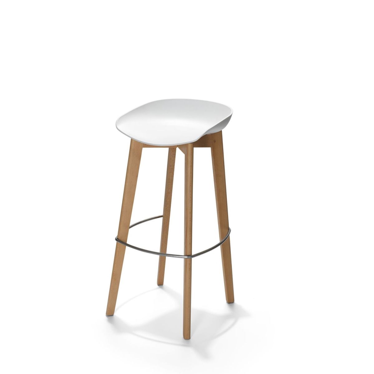 Feros Barhocker Keeve niedrig 47x53x90 cm (BxTxH); Sitz weiß, Gestell braun; 4 Stück / Pack