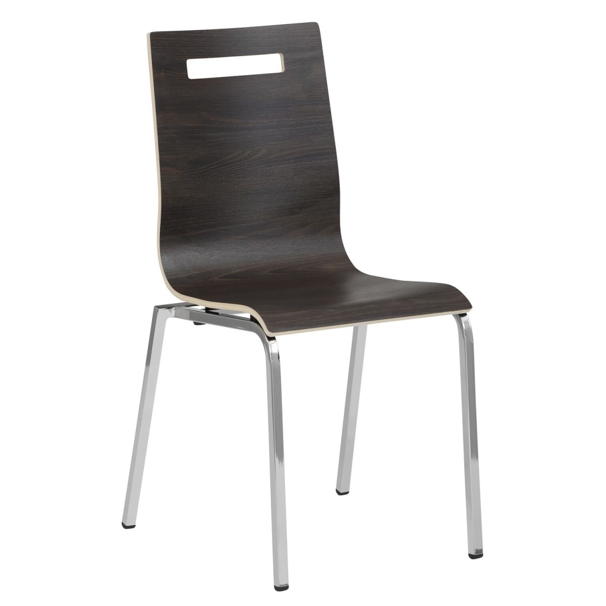 Mayer Sitzmöbel Stapelstuhl Besucherstuhl, Holz Braun 53x55x87 cm (BxTxH); Sitz wenge, Gestell chrom