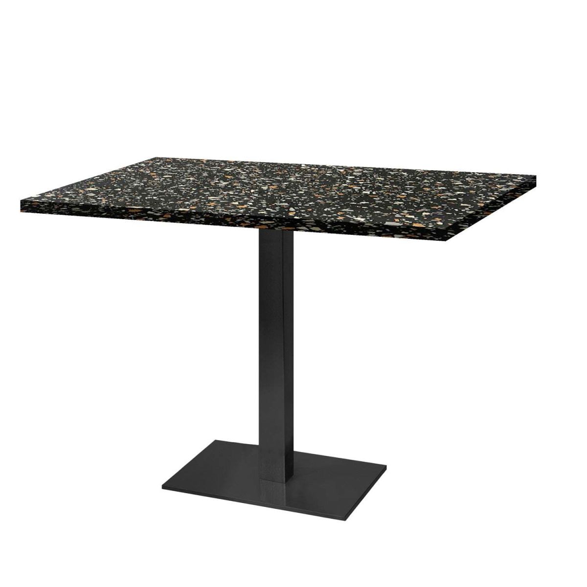 Tavolo Milano rettangolare - laminato pietra RestooTab; 120x70x75 cm (LxLxH); nero/terazzo; rettangolare