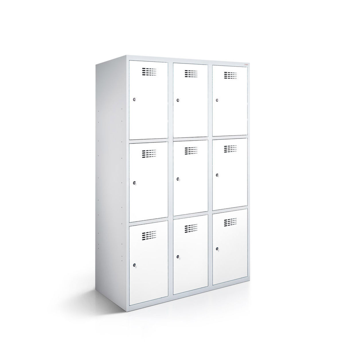 rotstahl Fächerschrank 9 Fächer mit lichtgrauem Korpus 120x50x180 cm (BxTxH); weiß
