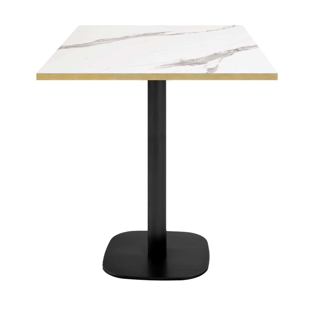 RestooTab Snacktisch Round quadratisch - Dekor Stein & Holz 70x70x93 cm (LxBxH); Platte weiß, Gestell schwarz; quadratisch
