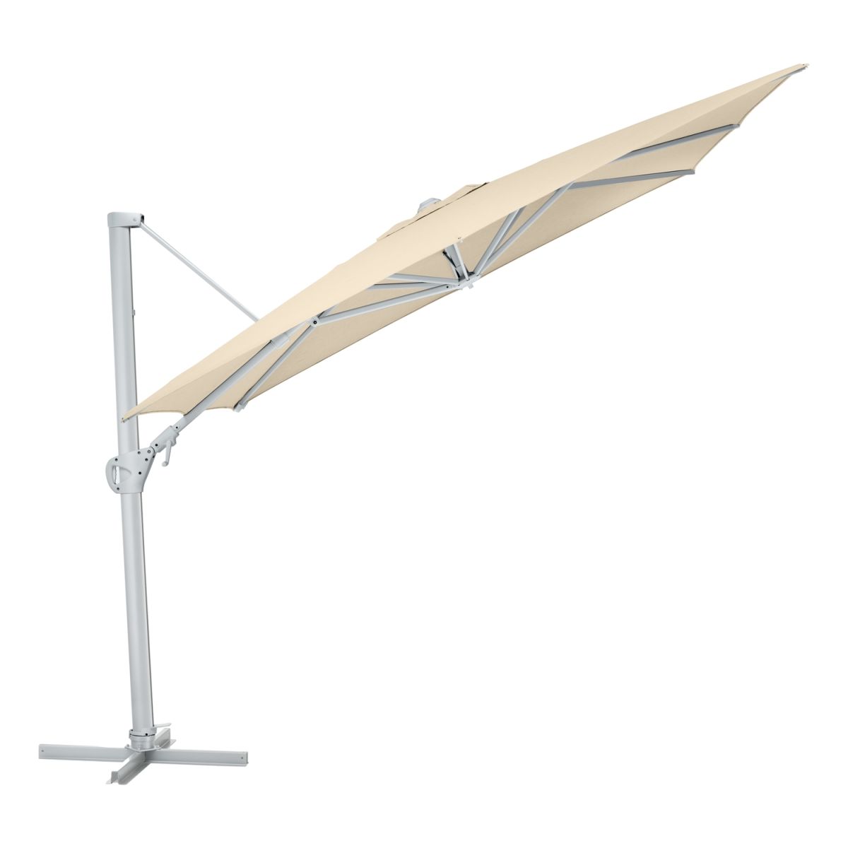 KETTLER Schirm UPF 50+ EASY SWING , mit PU-Beschichtung 300x300x260 cm (LxBxH); natur; Gestell silber; quadratisch; 3 Stück / Pack