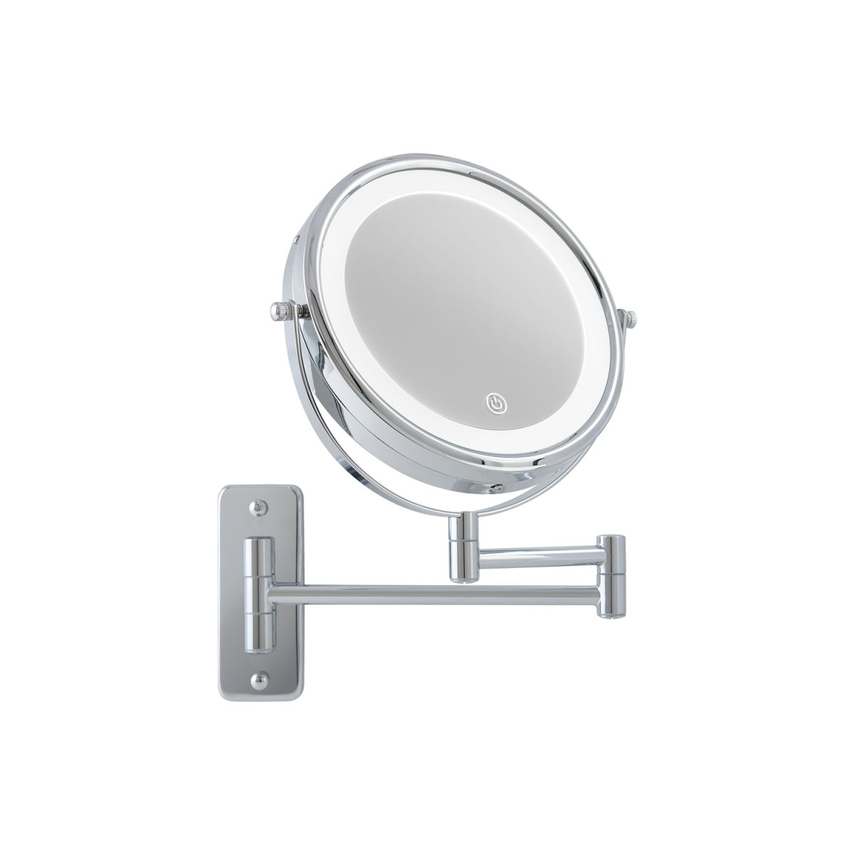 Specchio ingranditore per hotel da parete a LED 5x Winchester in nero CORBY; 4.3x32.5x23.5x4.3 cm (LxLxHxP); cromato