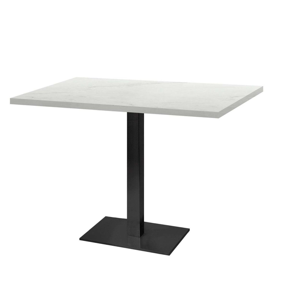RestooTab Tisch Milan rechteckig - Dekor Stein & Holz 120x70x75 cm (LxBxH); Platte weiß/beige/marmoriert, Gestell schwarz; rechteckig