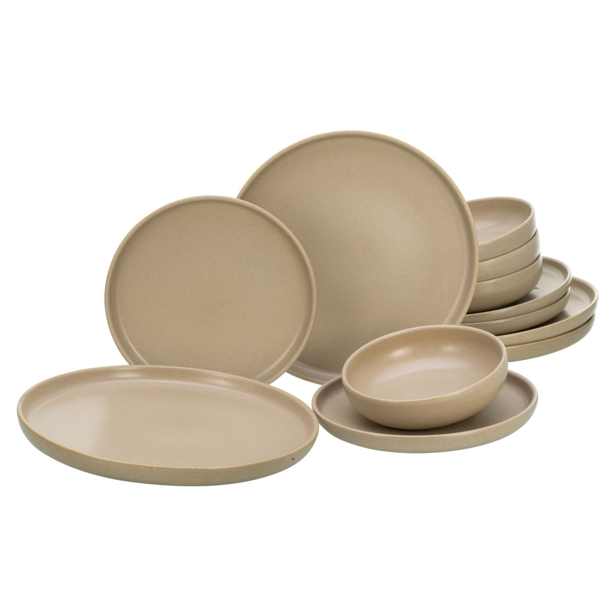 Uno Sand - set di piatti 12 pezzi CreaTable; sabbia