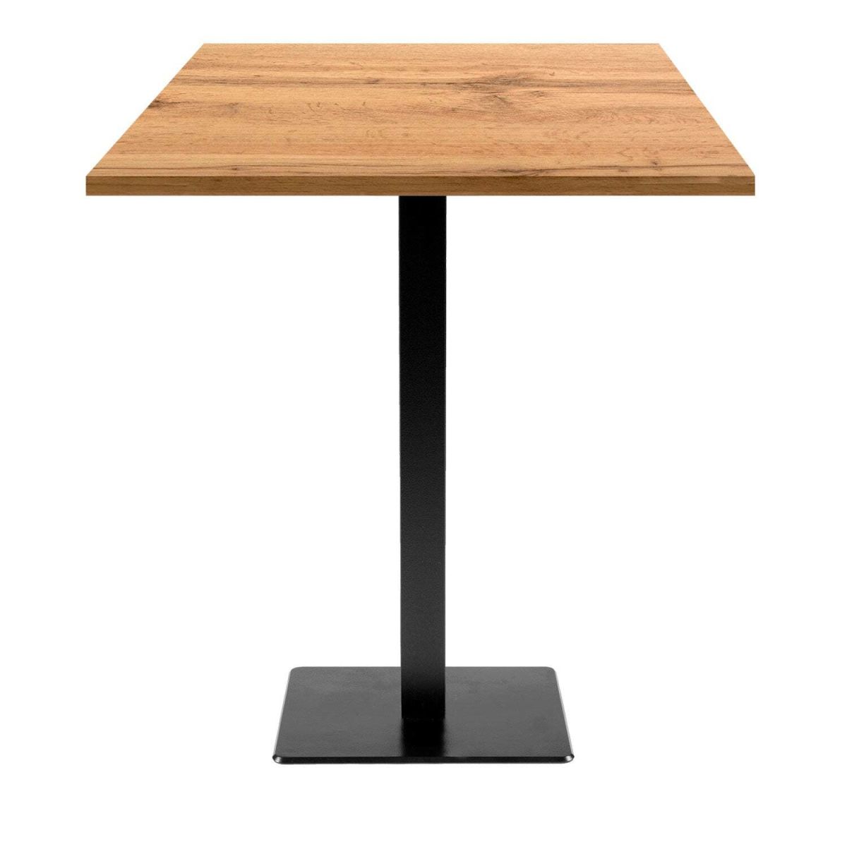 RestooTab Stehtisch Milan quadratisch - Dekor Stein & Holz 70x70x113 cm (LxBxH); Platte eiche, Gestell schwarz; quadratisch