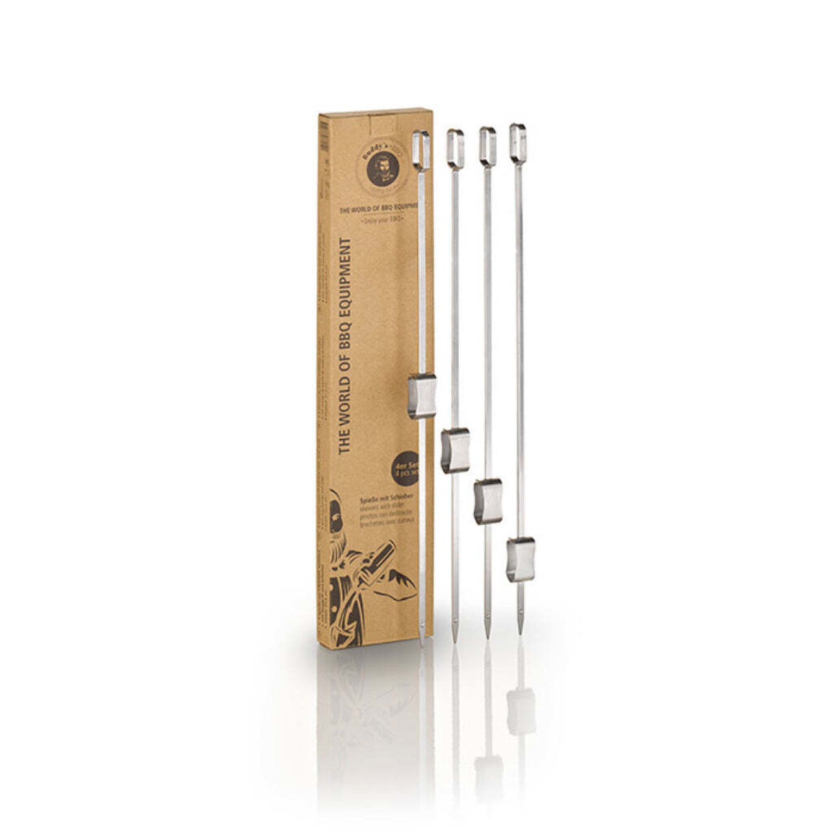 Buddy’s Bar Spieße, 4er Set, Edelstahl; 2x2x41.5 cm (LxBxH); silber; 4 Stück / Pack