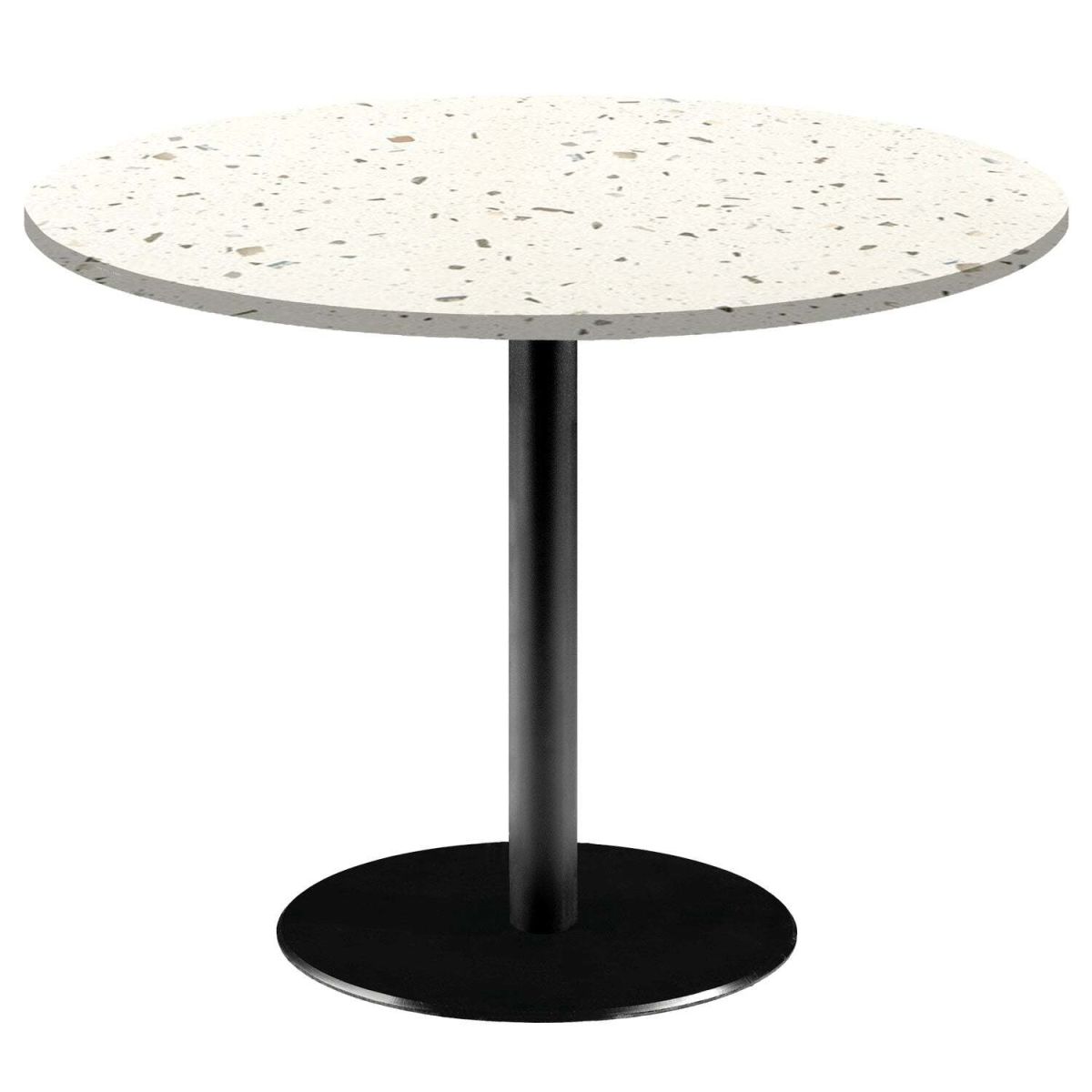 RestooTab Tisch Rome XL rund - Dekor Stein & Marmor 75x120 cm (HxØ); Platte terrazzo, Gestell schwarz; rund