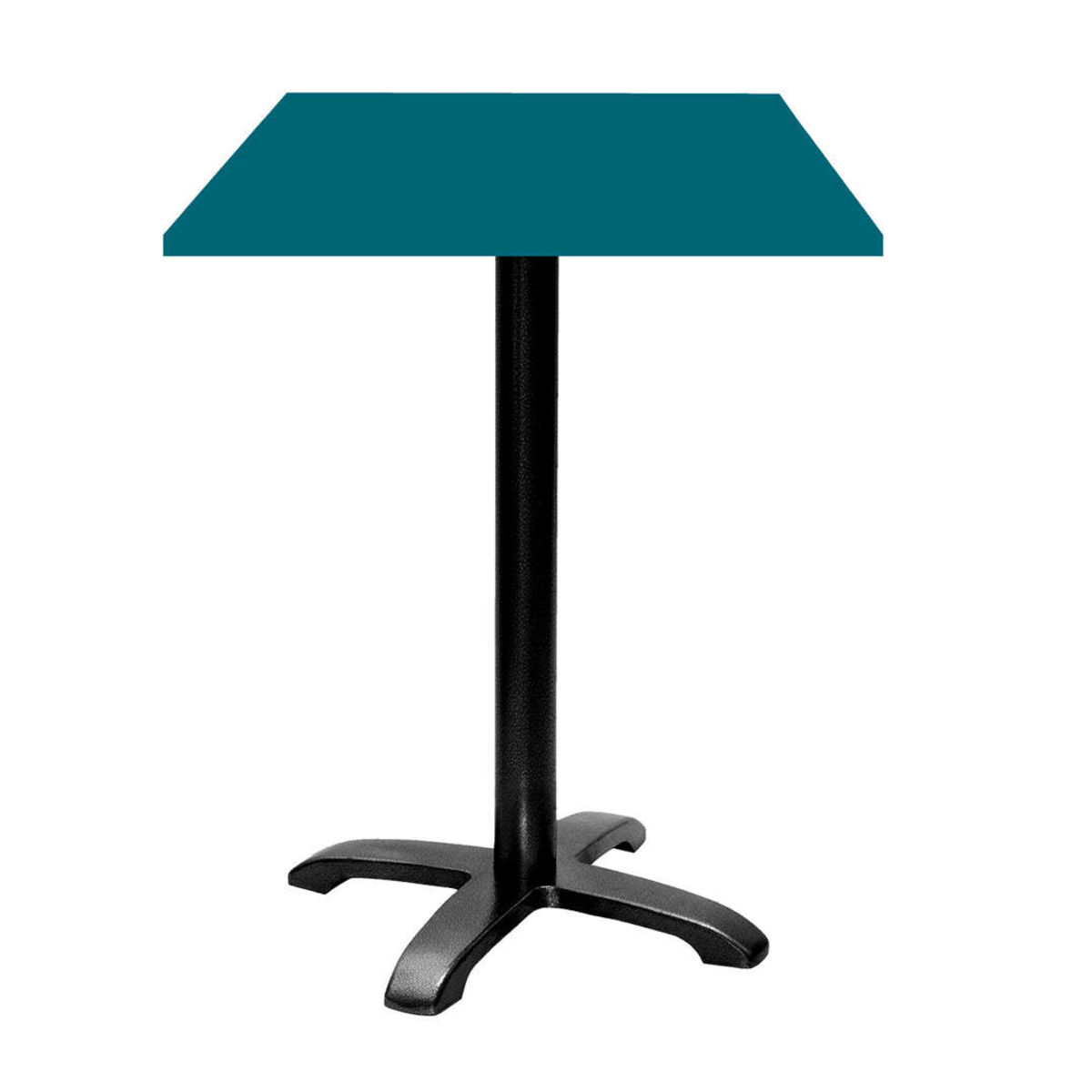 RestooTab Stehtisch Bazila quadratisch - Dekor Holz & Uni 60x60x112 cm (LxBxH); Platte blau, Gestell schwarz; quadratisch