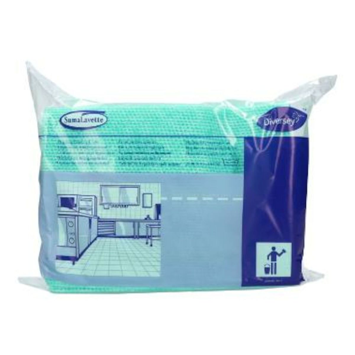 Diversey Suma Lavette - Küchenhygienetuch mit Keimstopp, Hitzebeständiges Wisch- und Spültuch mit Keimstopp, 51 x 36 cm 40x40 cm (LxB); grün; 6 Stück / Pack