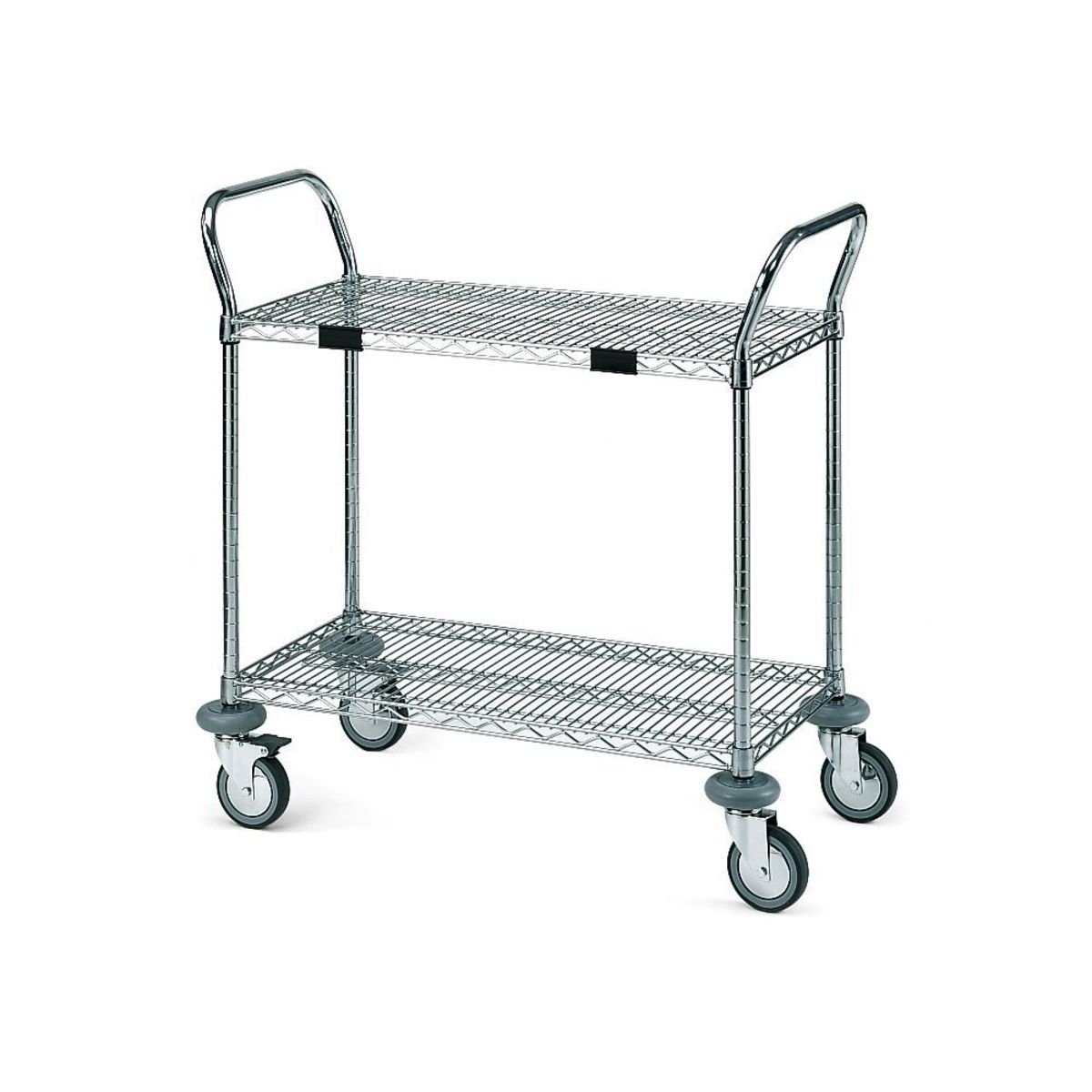 QUATRO Robuster Transportwagen mit zwei Ebenen 90 x 45 61x61x109 cm (BxTxH); silber