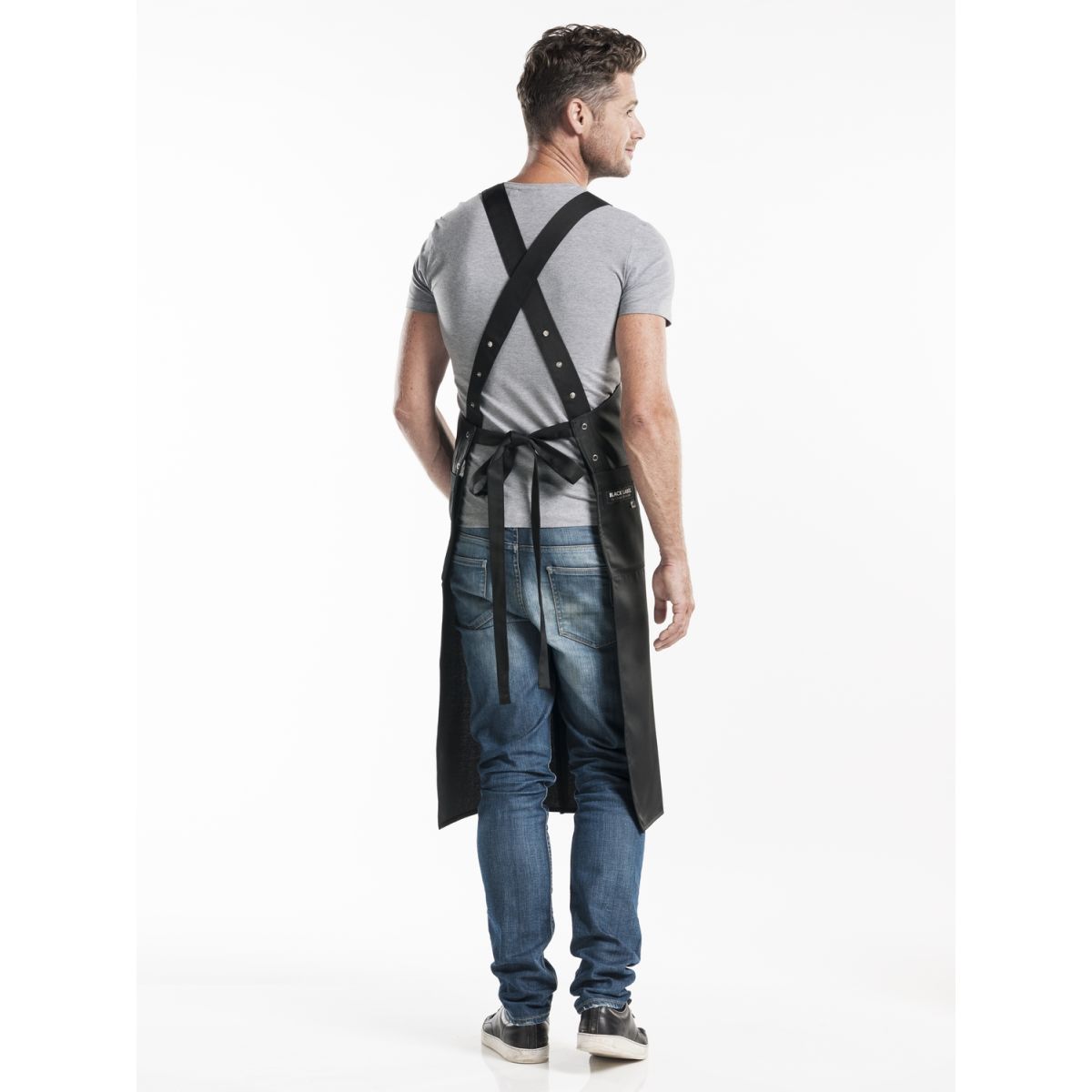 Chaud Devant Latzschürze 4–Pockets Cross Black W75 – L100 100x75 cm (LxB); schwarz
