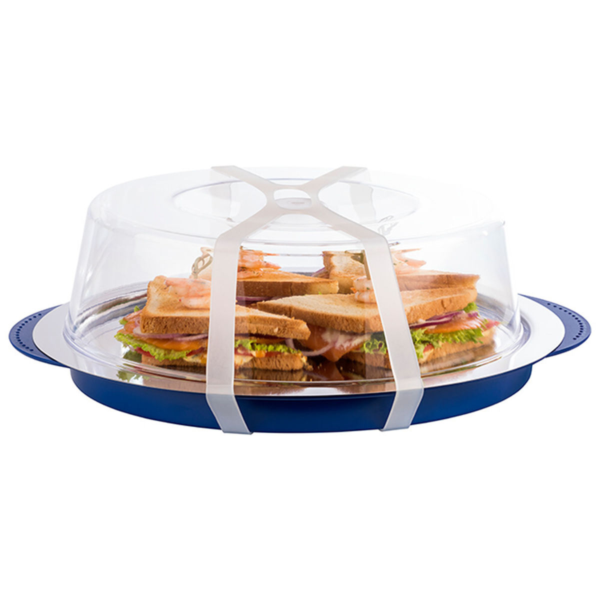 APS Thermo Tablett Set; 35x35x35x15 cm (LxBxØxH); transparent/silber/blau; rund