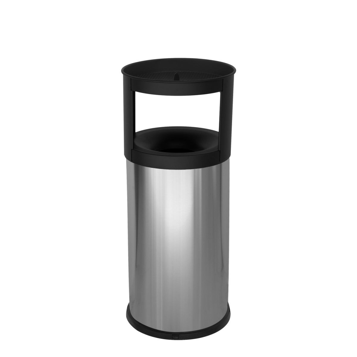 STIL CASA Stil Casa selbstlöschender Abfallbehälter mit Aschenbecher, Edelstahl, bodenschonender Kunststoffbodenrand, satiniert. 40 l, 35.5x35.5x33x82 cm (LxBxØxH); silber
