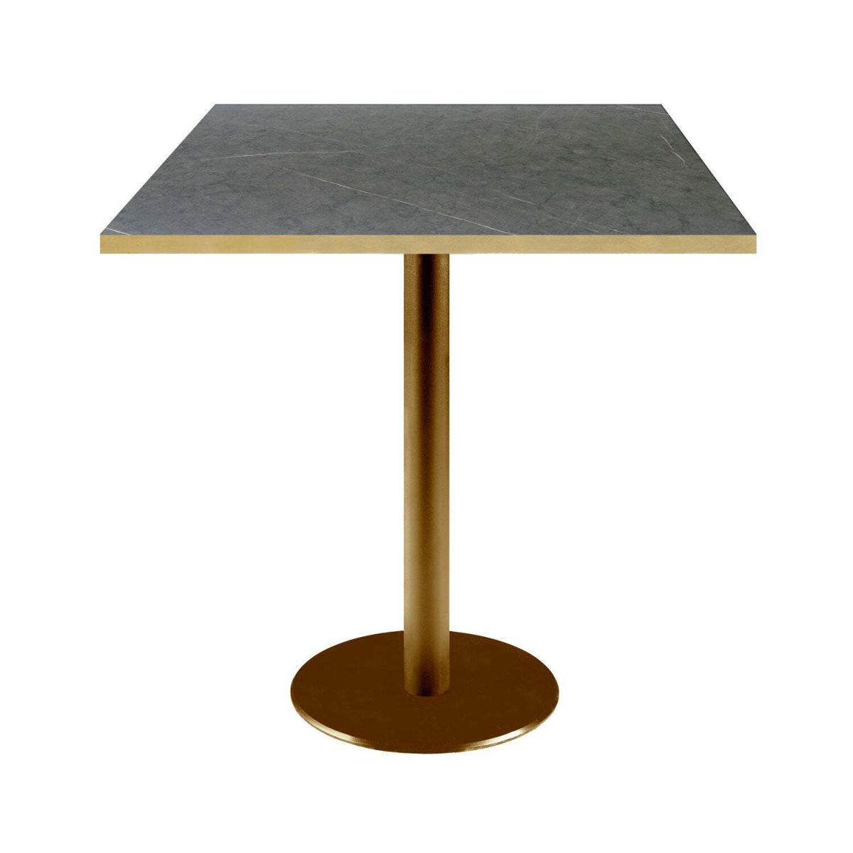 RestooTab Tisch Rome quadratisch Gestell goldmetallic - Kanten messingfarben 70x70x75 cm (LxBxH); Platte schwarz/dunkelgrau/messing, Gestell messing; quadratisch
