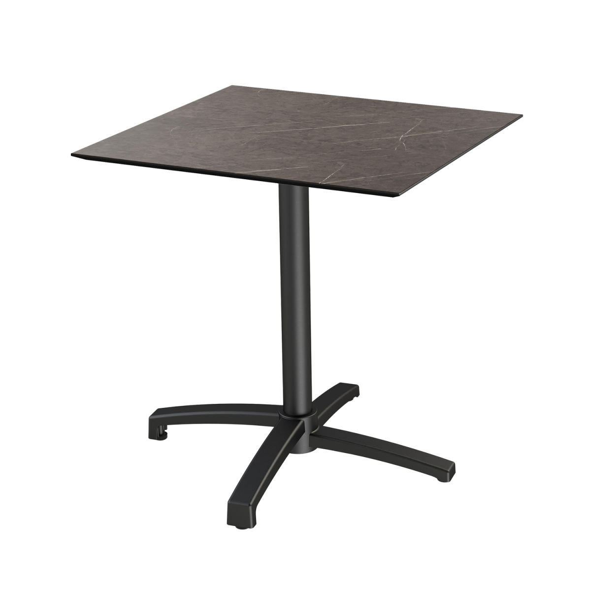 Feros Terrassentisch X Cross Schwarz Gestell + HPL quadratisch 74 cm (H); braun; quadratisch