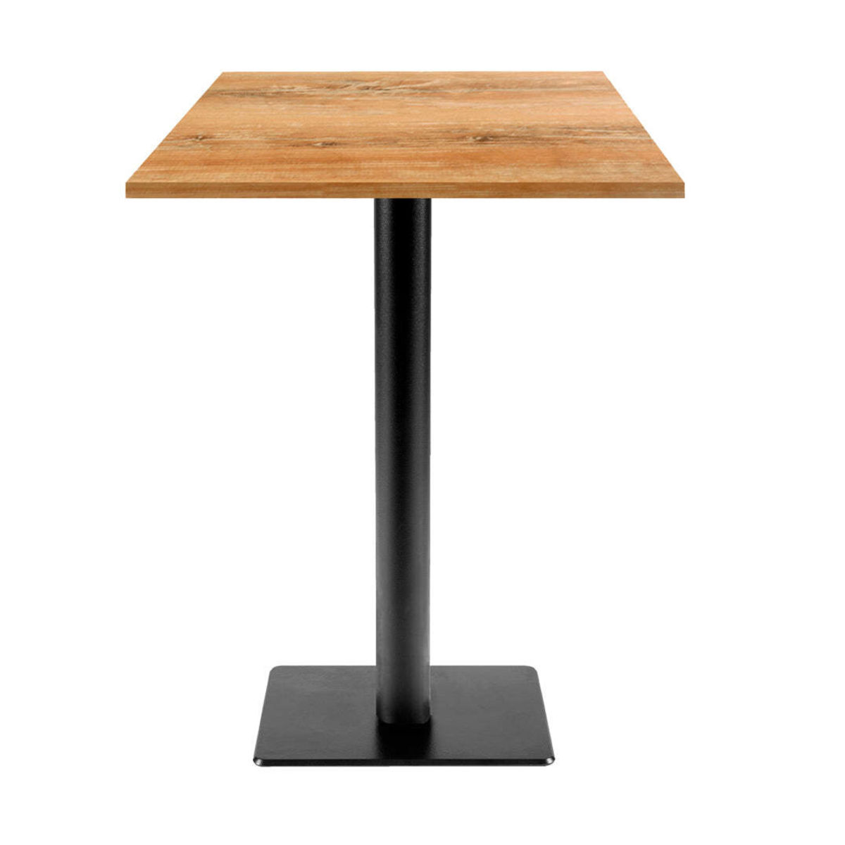 RestooTab Stehtisch Milan T quadratisch - Dekor Holz 60x60x113 cm (LxBxH); Platte eiche antik, Gestell schwarz; quadratisch