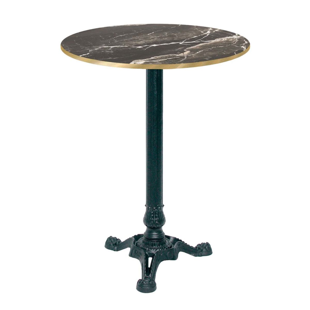 RestooTab Stehtisch Bistrot rund - Kanten messingfarben 60x60x113x60 cm (LxBxHxØ); schwarz/braun/messing; Gestell schwarz; rund