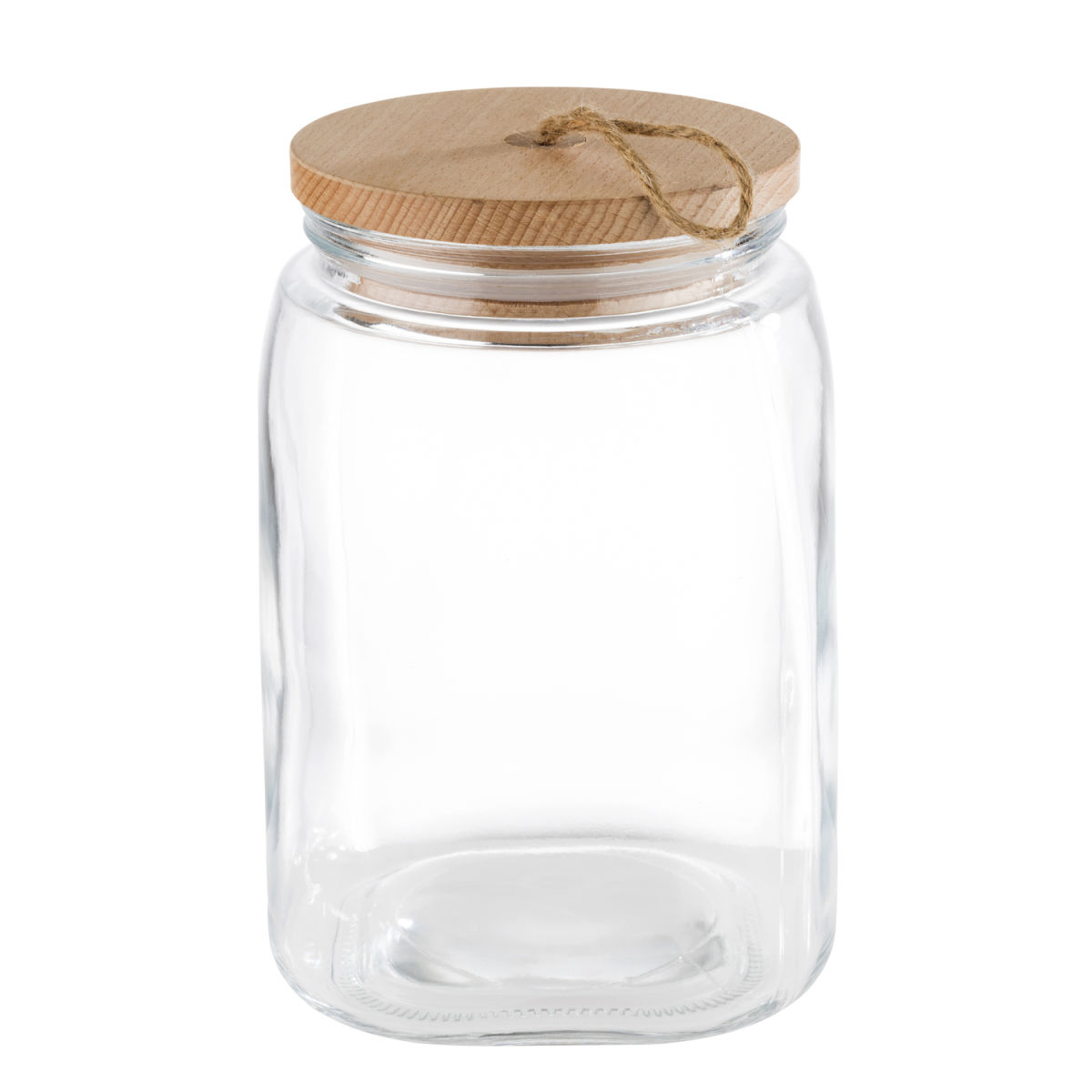 APS Vorratsglas WOODY, mit Holzdeckel; 2500 ml, 14x14x21.5 cm (LxBxH); transparent; quadratisch